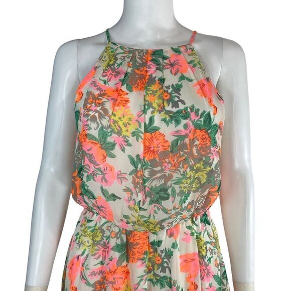 Lovesong Floral Sleeveless Halter Neck Mini Dress Resort Vacation - Picture 4 of 9